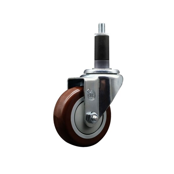 3.5'' Maroon Poly Wheel Swivel 1-1/8'' Expanding Stem Caster